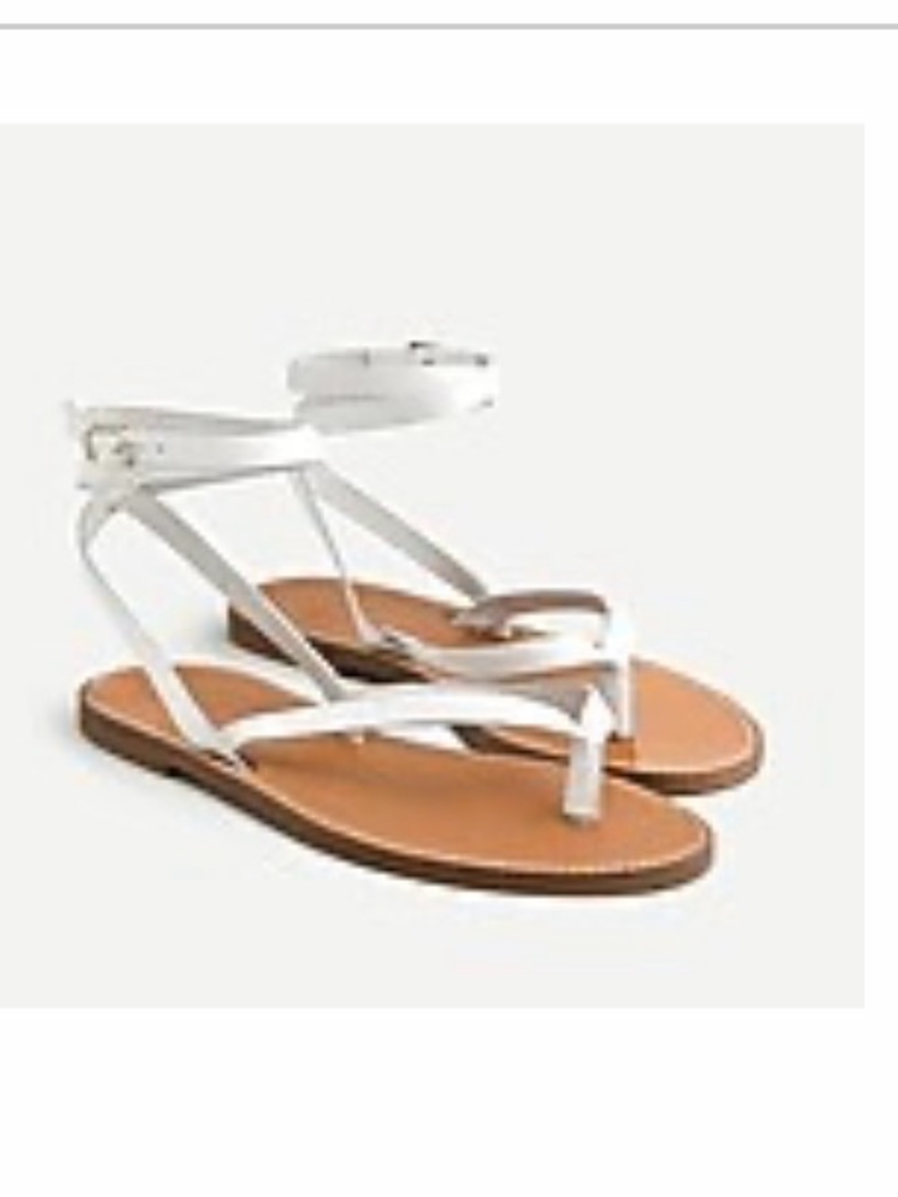 J.Crew NWT Leather Strappy Flat Sandals - White Size 8